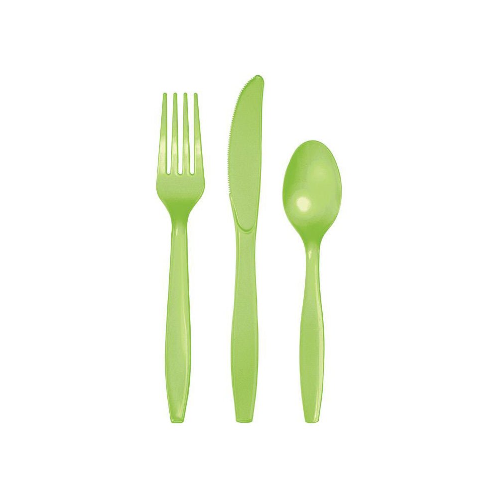 Lime Green Plastic Cutlery Set 24ct - bubblegum market
