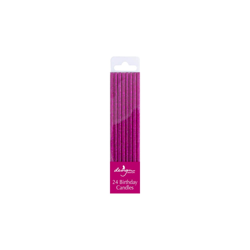 Magenta Sparkle Skinny Birthday Candles - bubblegum market