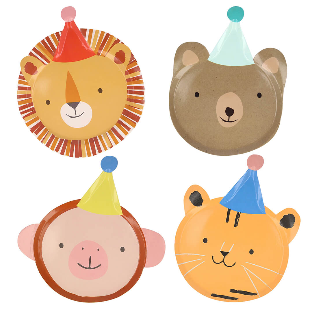 Meri Meri Party Animal Parade Die Cut Plates 9.25" - bubblegum market