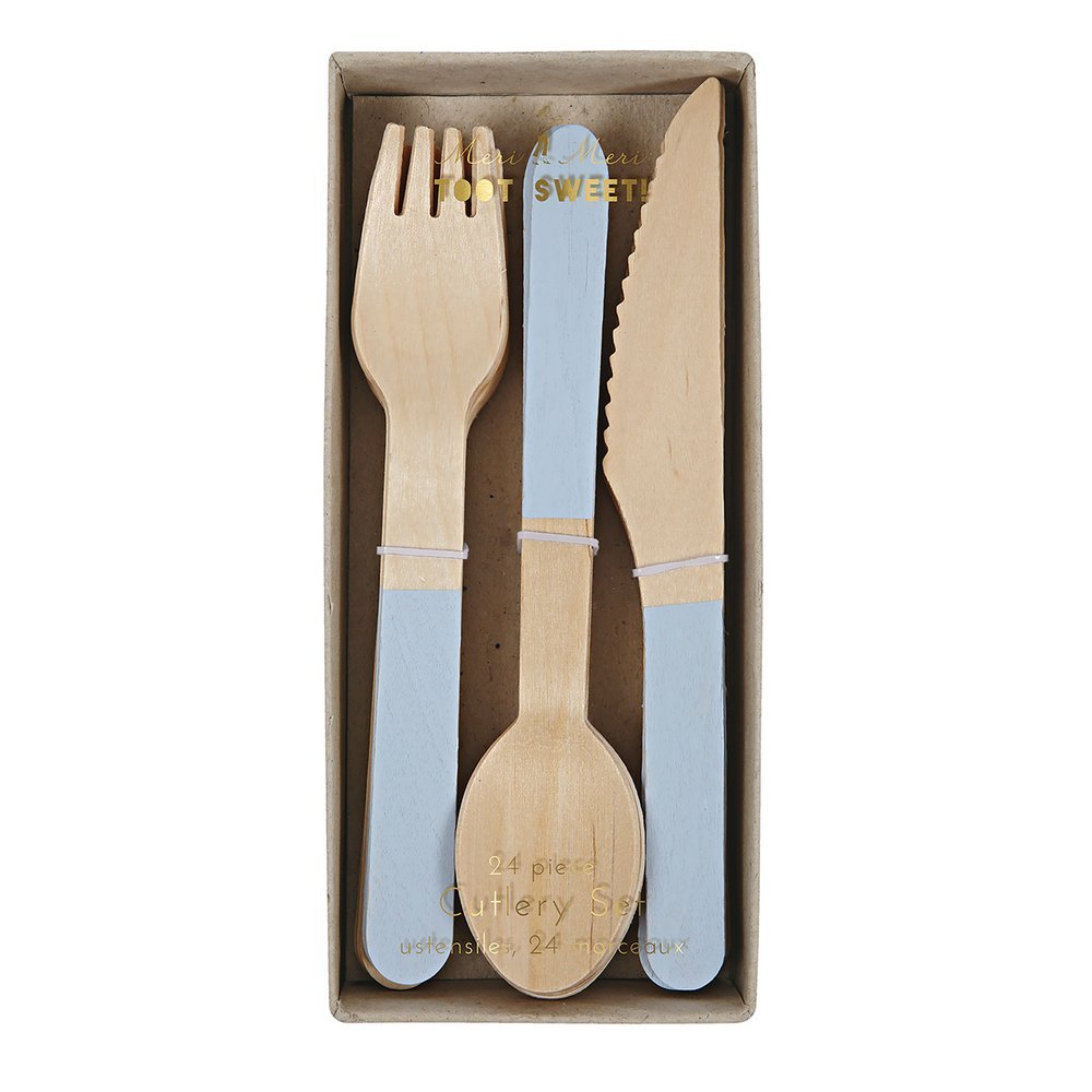 Meri Meri Party Blue Wooden Cutlery Set - bubblegum market