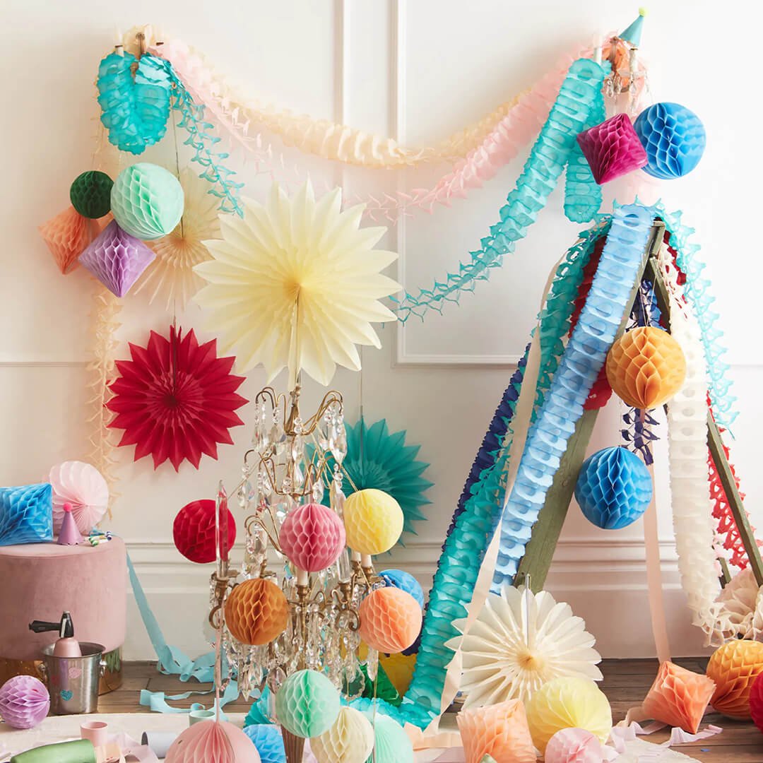 Meri Meri Party Bright Honeycomb Garlands (Set of 4) - bubblegum market