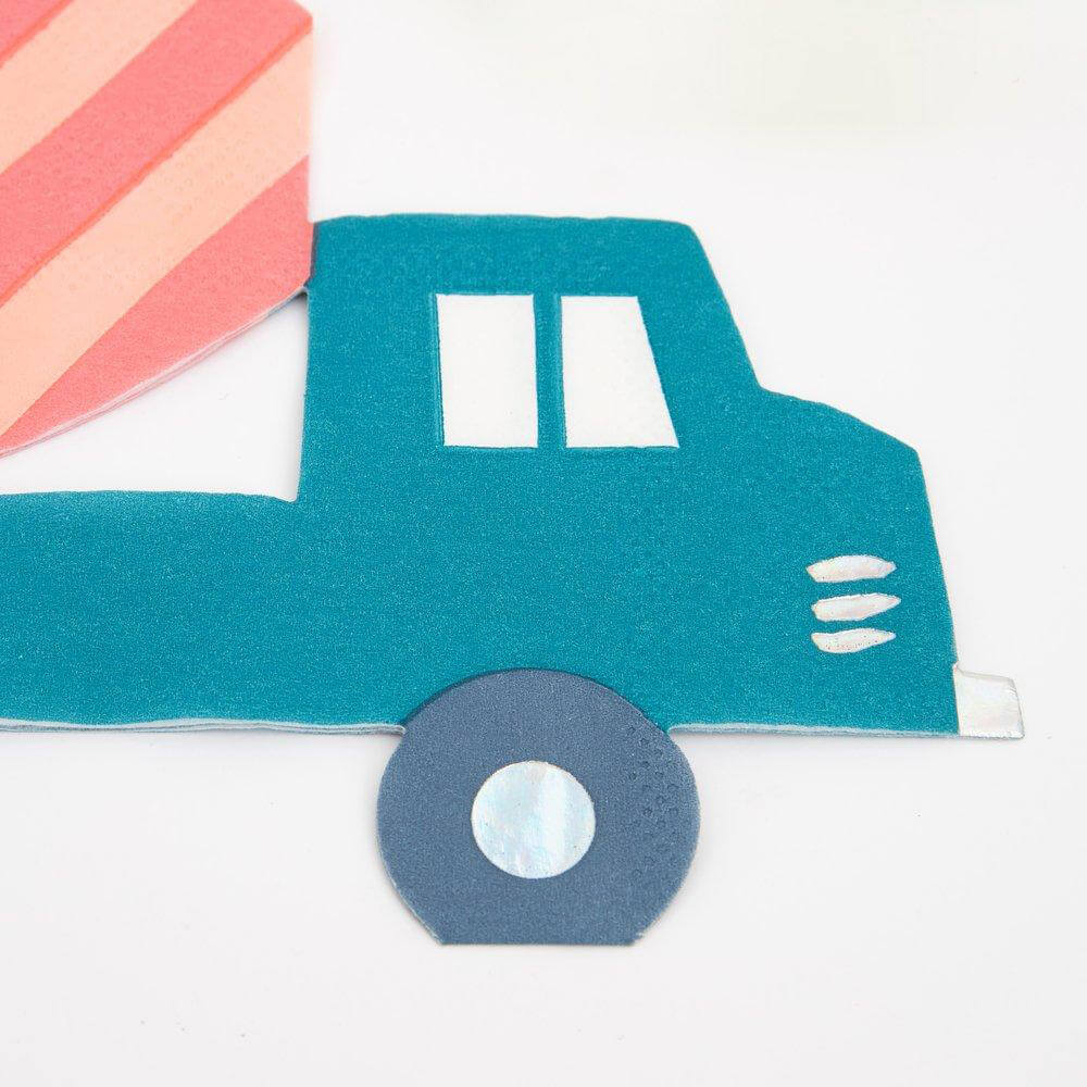 Meri Meri Party Construction Truck Napkins - bubblegum market