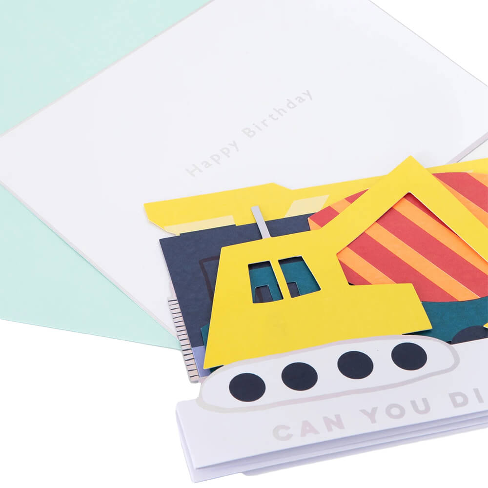 Meri Meri Party Construction Vehicles Birthday Card / Decoration - bubblegum market