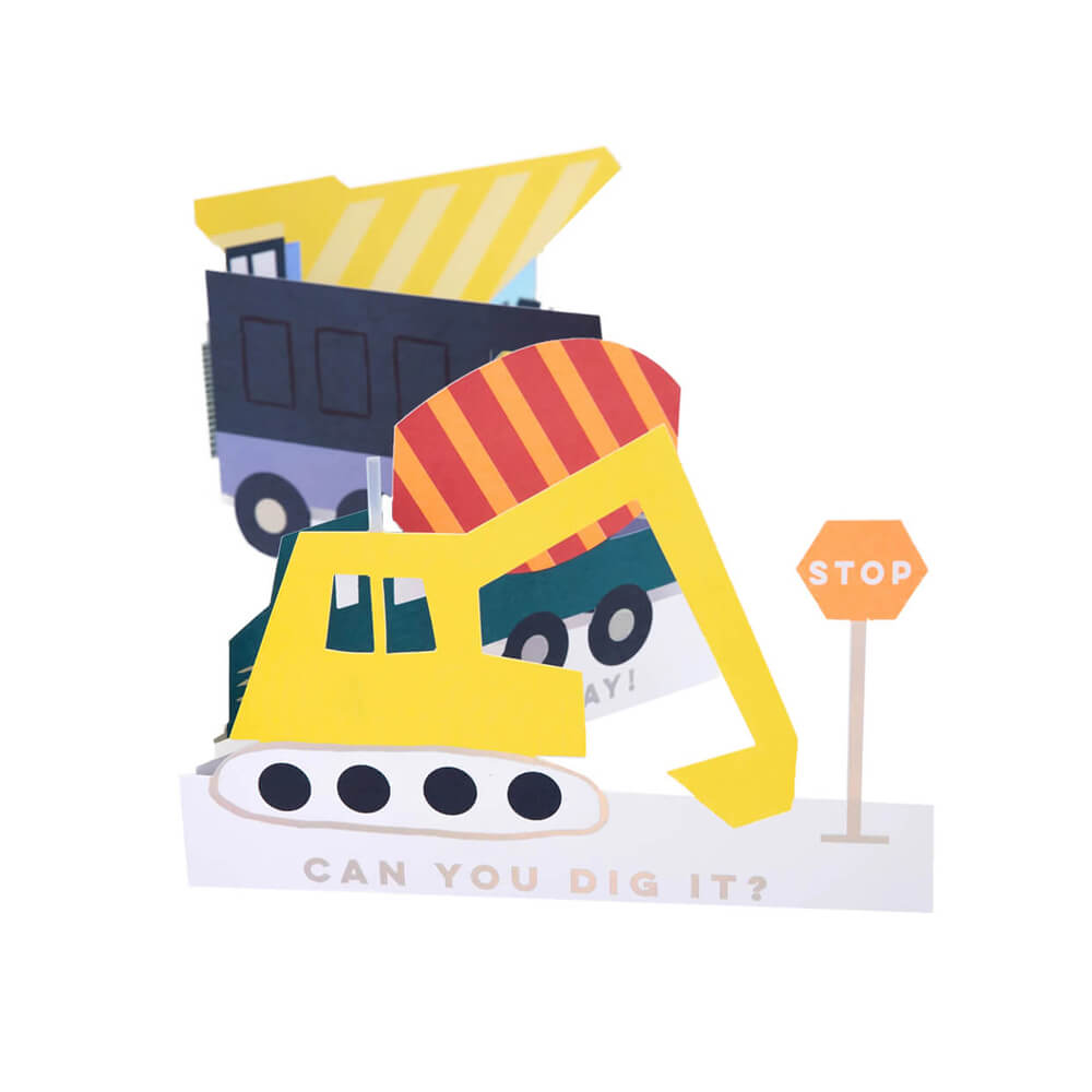 Meri Meri Party Construction Vehicles Birthday Card / Decoration - bubblegum market