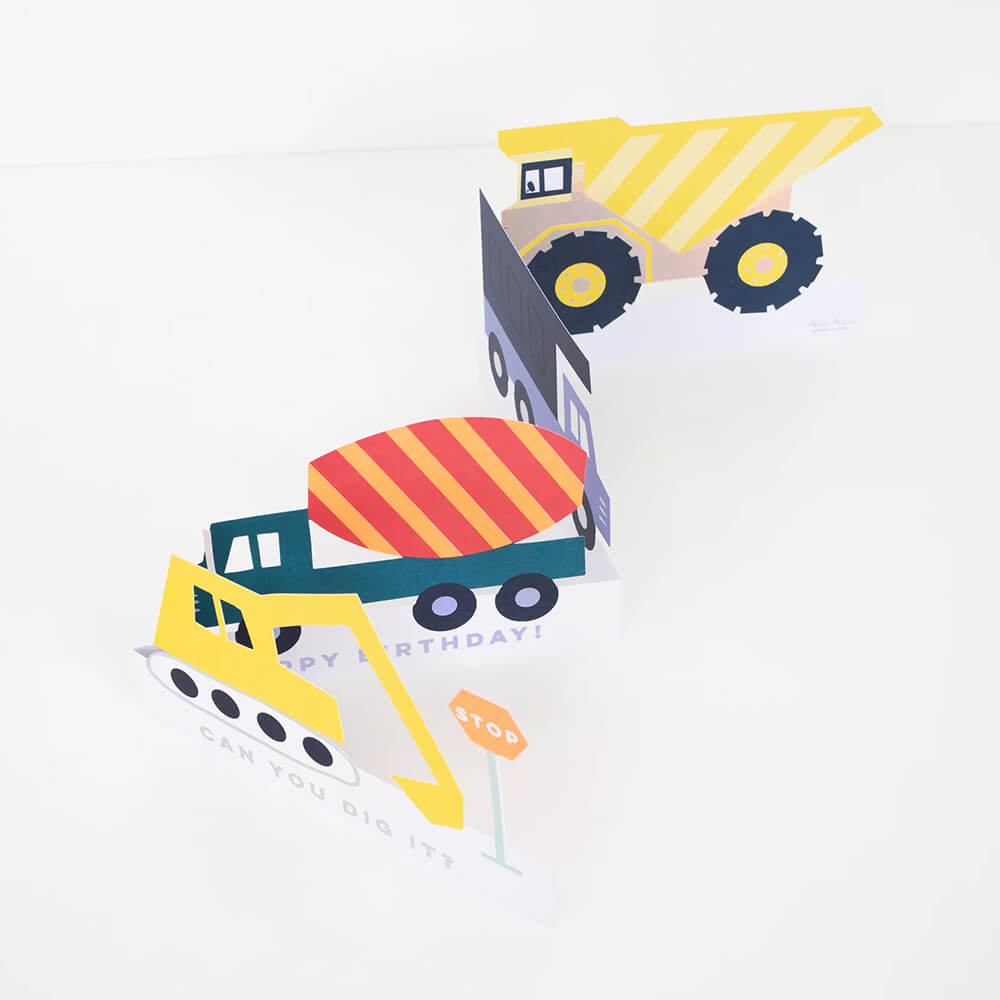 Meri Meri Party Construction Vehicles Birthday Card / Decoration - bubblegum market