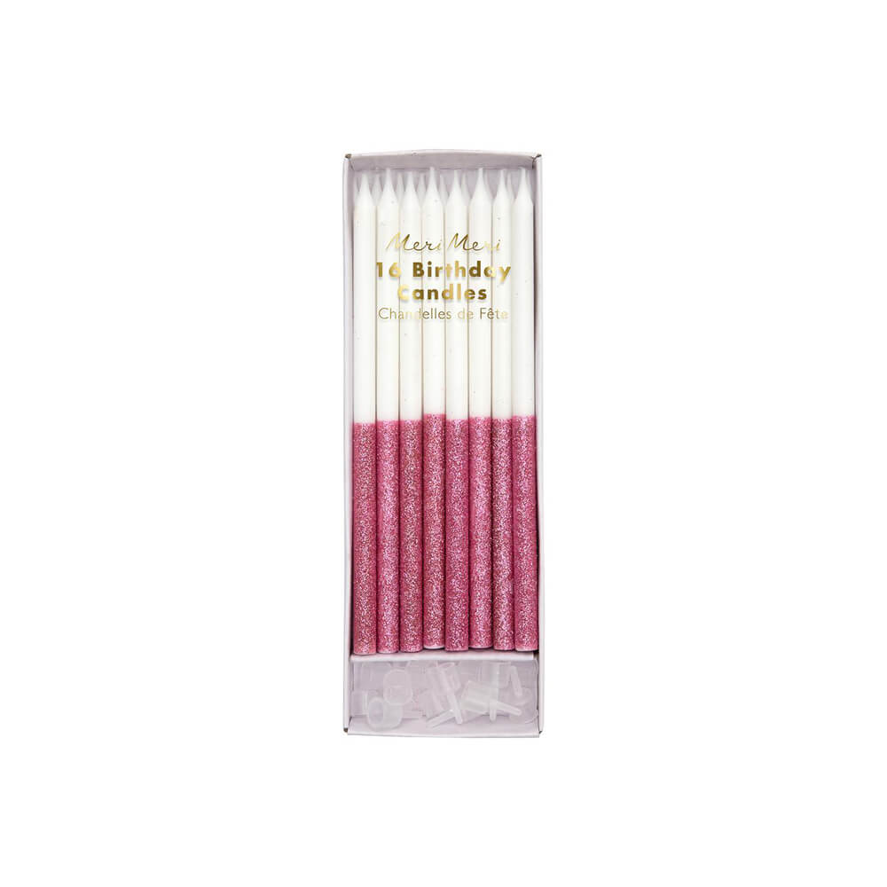 Meri Meri Party Dusky Pink Glitter Dipped Candles - bubblegum market