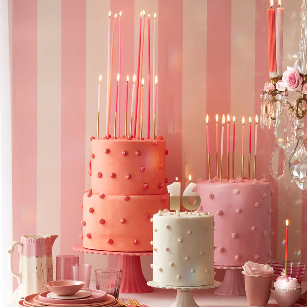 Meri Meri Party Gold Dipped Pink Mixed Candles - bubblegum market