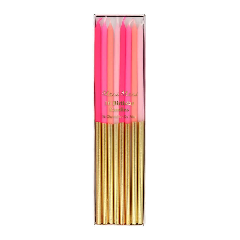 Meri Meri Party Gold Dipped Pink Mixed Candles - bubblegum market