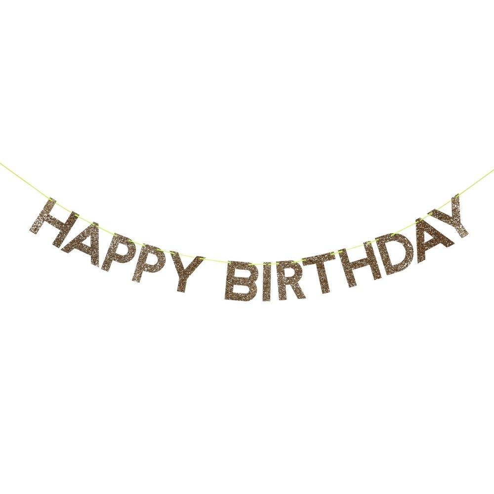 Meri Meri Party Gold Glitter Happy Birthday Garland - bubblegum market