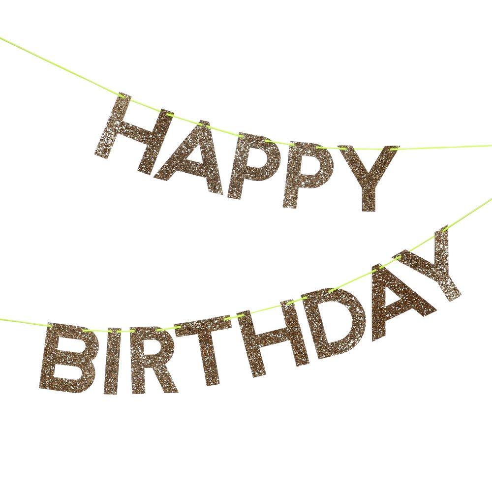 Meri Meri Party Gold Glitter Happy Birthday Garland - bubblegum market