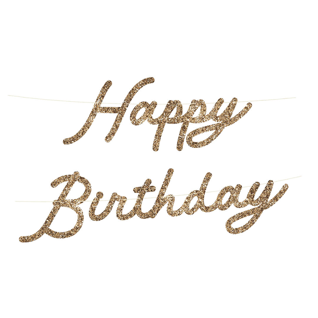Meri Meri Party Gold Happy Birthday Garland Set (w/ Customizable Age) - bubblegum market