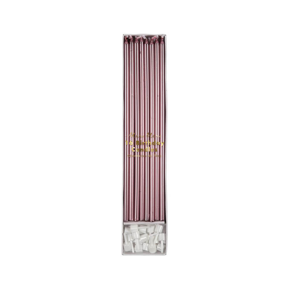 Meri Meri Party Metallic Pink Long Candles - bubblegum market