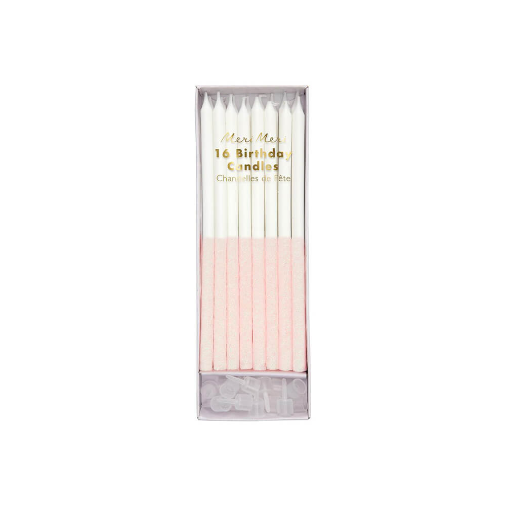 Meri Meri Party Pale Pink Glitter Dipped Candles - bubblegum market