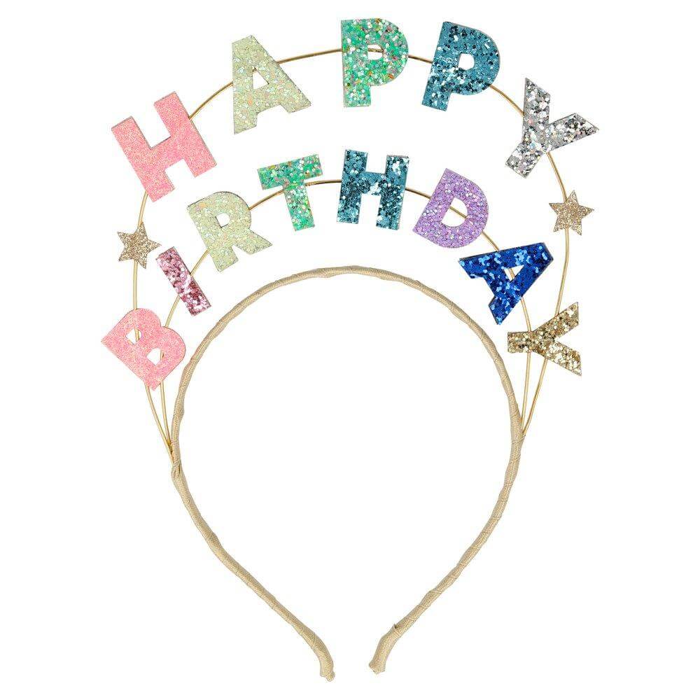 Meri Meri Party Pastel Happy Birthday Glitter Headband - bubblegum market