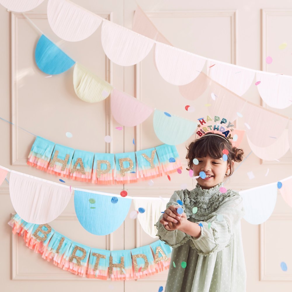 Meri Meri Party Peach Tissue Paper Scallop Garlands - bubblegum market