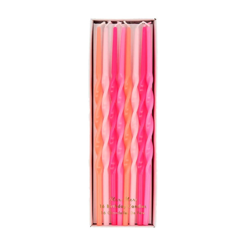 Meri Meri Party Pink Twisted Long Candles - bubblegum market