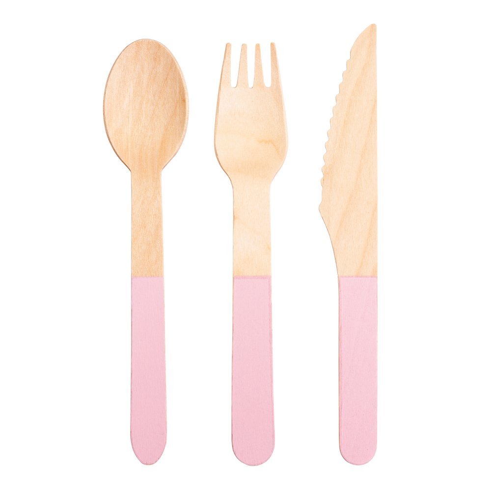 Meri Meri Party Pink Wooden Cutlery Set - bubblegum market
