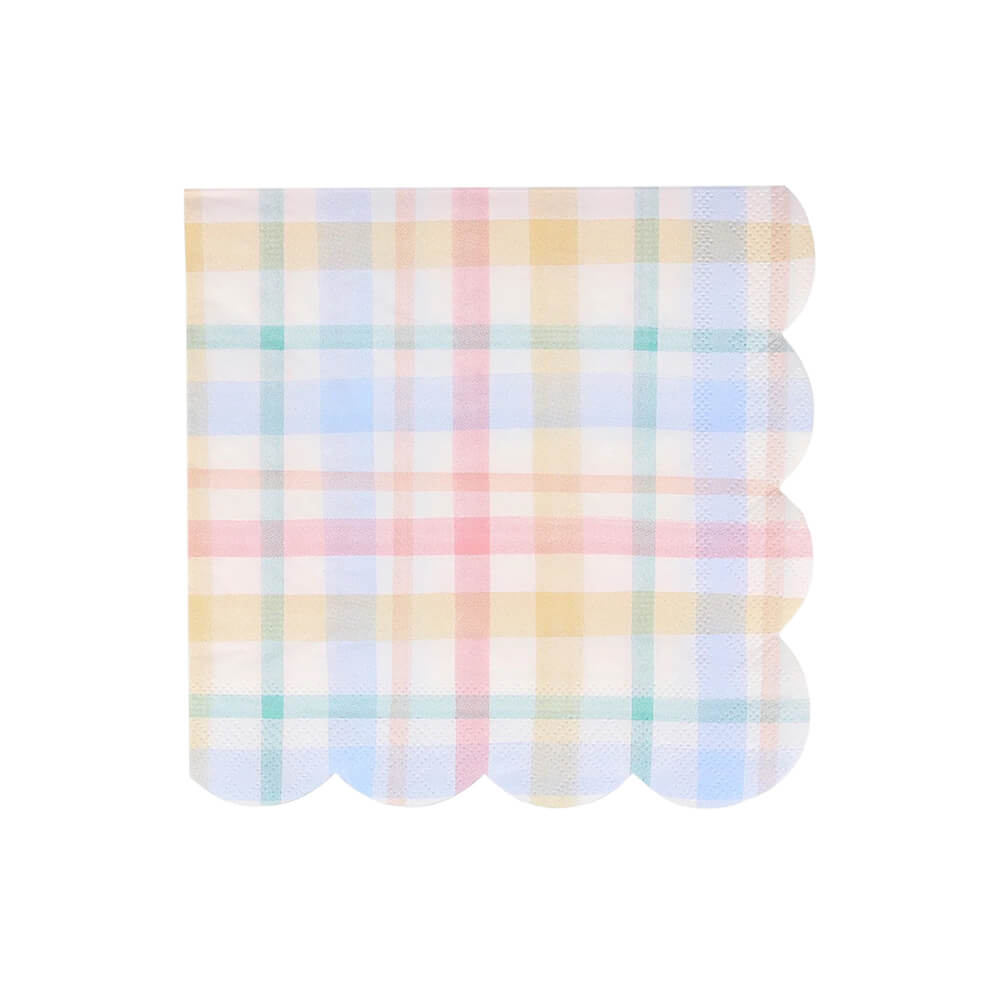 Meri Meri Party Plaid Pattern Large Napkins - bubblegum market