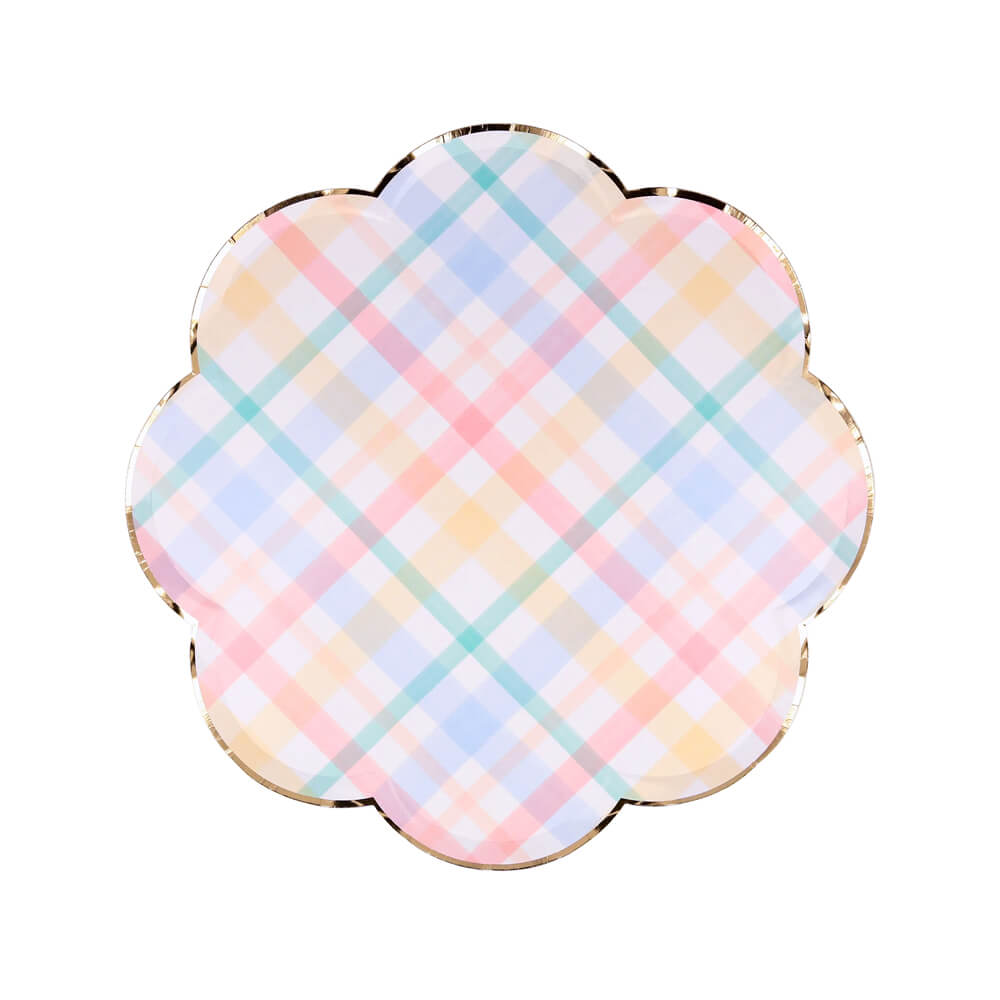 Meri Meri Party Plaid Pattern Side Plates 8.5" - bubblegum market