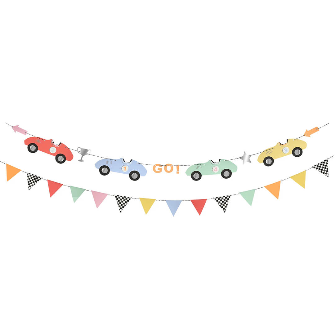 Meri Meri Party Race Car Garland - bubblegum market