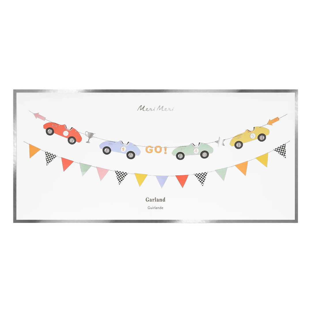 Meri Meri Party Race Car Garland - bubblegum market