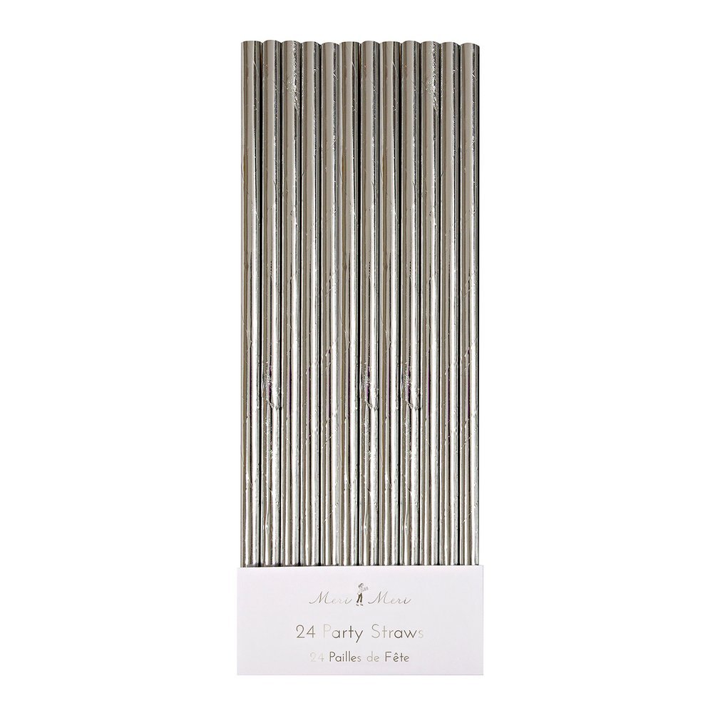 Meri Meri Party Silver Foil Party Straws - bubblegum market