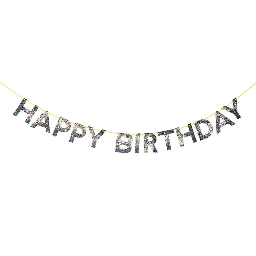Meri Meri Party Silver Glitter Happy Birthday Garland - bubblegum market