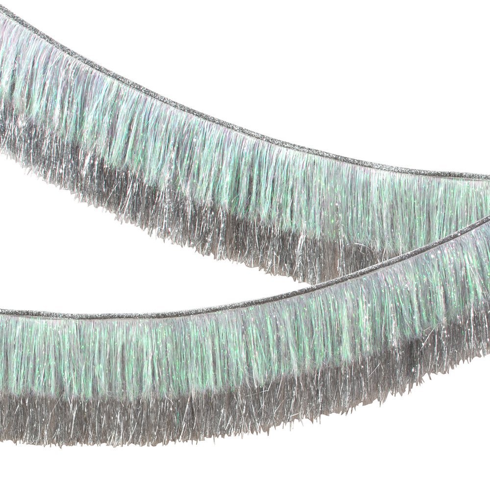 Meri Meri Party Silver Iridescent Tinsel Fringe Garland - bubblegum market