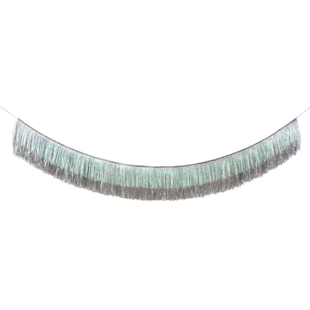 Meri Meri Party Silver Iridescent Tinsel Fringe Garland - bubblegum market