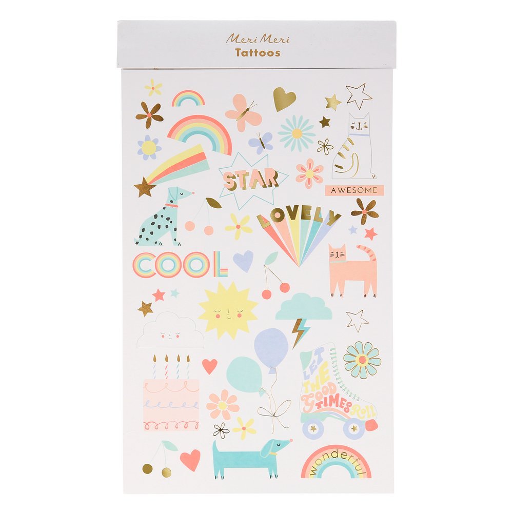 Meri Meri Party Summer Icon Tattoo Sheets - bubblegum market