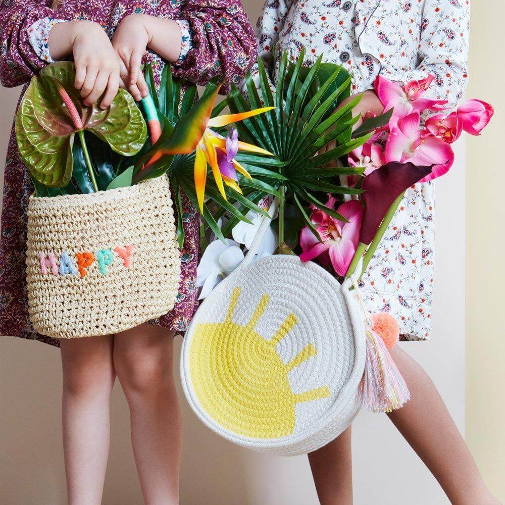 Meri Meri Party Sun Woven Cotton Rope Bag - bubblegum market