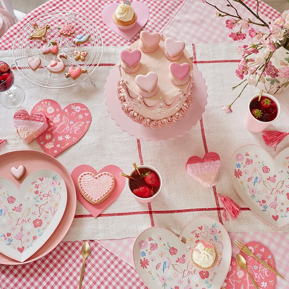 Meri Meri Party Valentine Heart Die Cut Plates 9.25" - bubblegum market