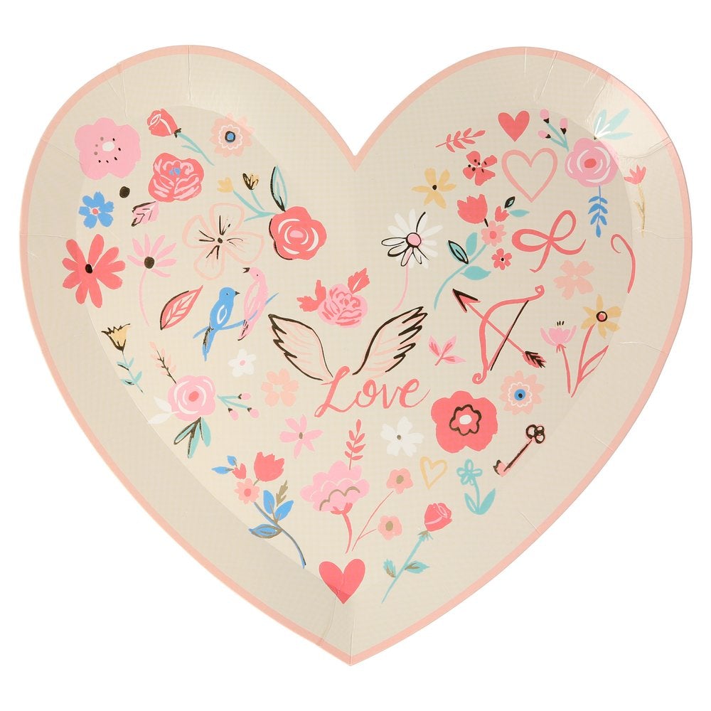 Meri Meri Party Valentine Heart Die Cut Plates 9.25" - bubblegum market