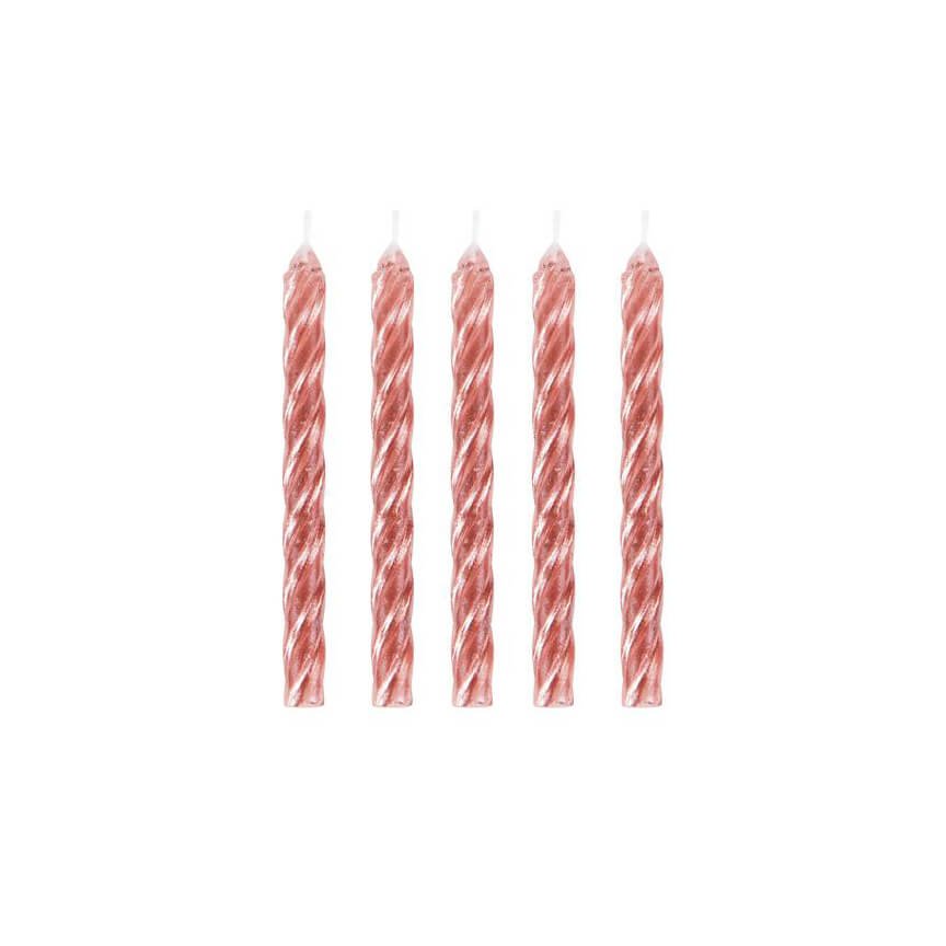 Metallic Rose Gold Spiral Birthday Candles - bubblegum market