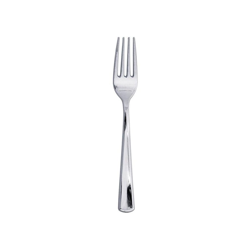 Metallic Silver Plastic Forks 24ct - bubblegum market