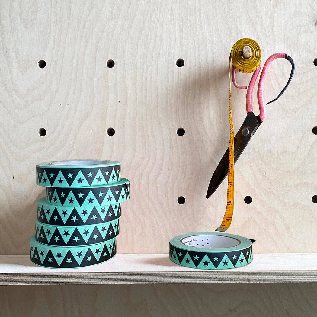 Mint Triangle & Star Patterned Tape - bubblegum market