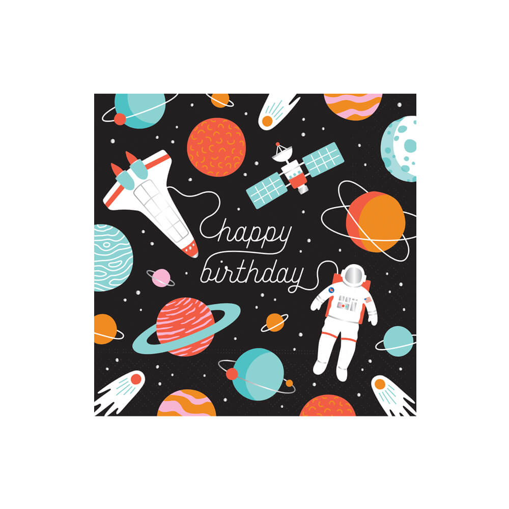 Outer Space Adventure Party Luncheon Napkins - bubblegum market