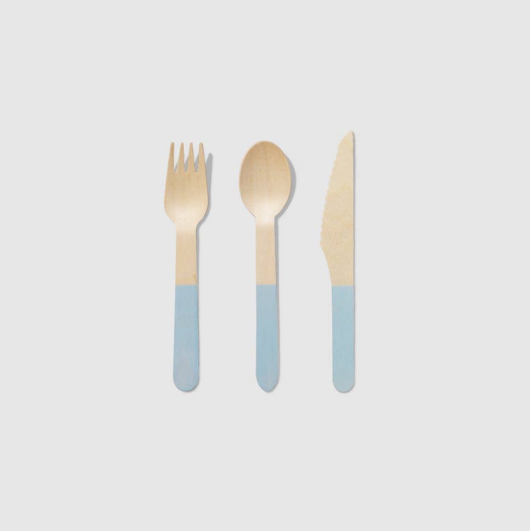 Pale Blue Wooden Cutlery Set - bubblegum market