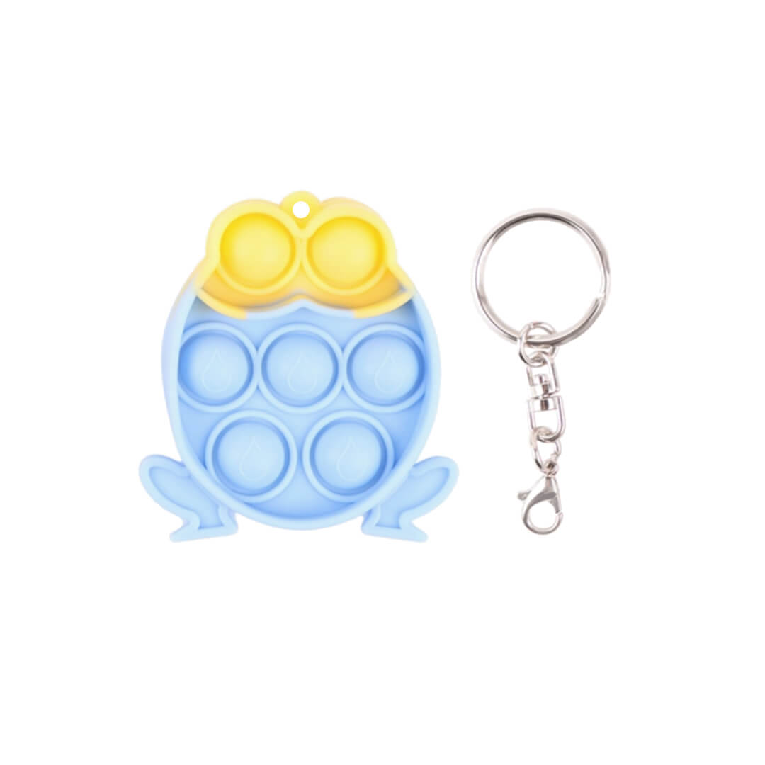 Pastel Blue/Yellow Frog Pop Fidget Keychain - bubblegum market