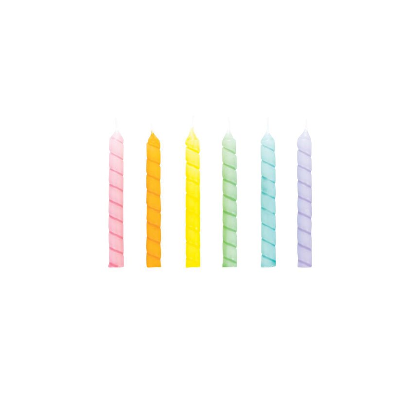 Pastel Rainbow Spiral Birthday Candles - bubblegum market
