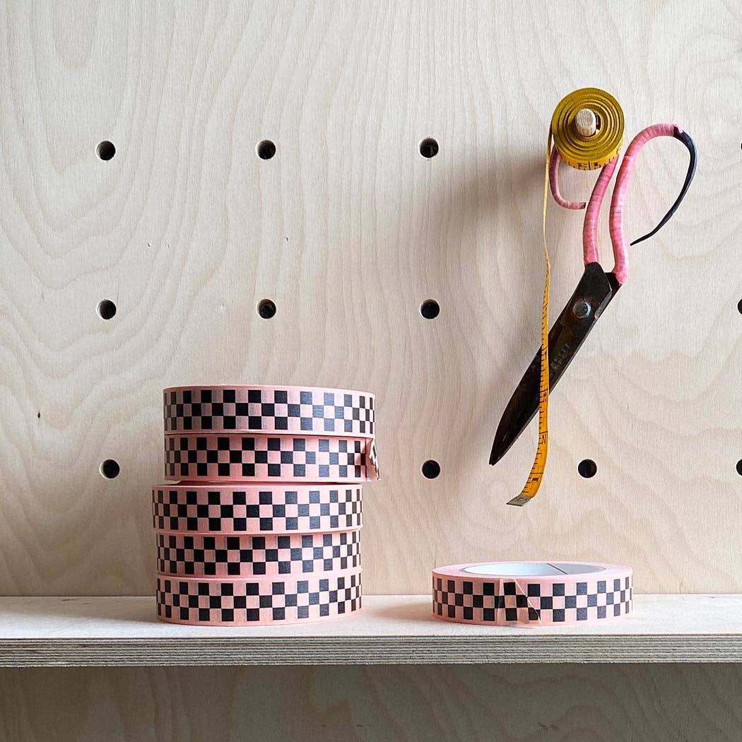 Peach Check Patterned Tape - bubblegum market