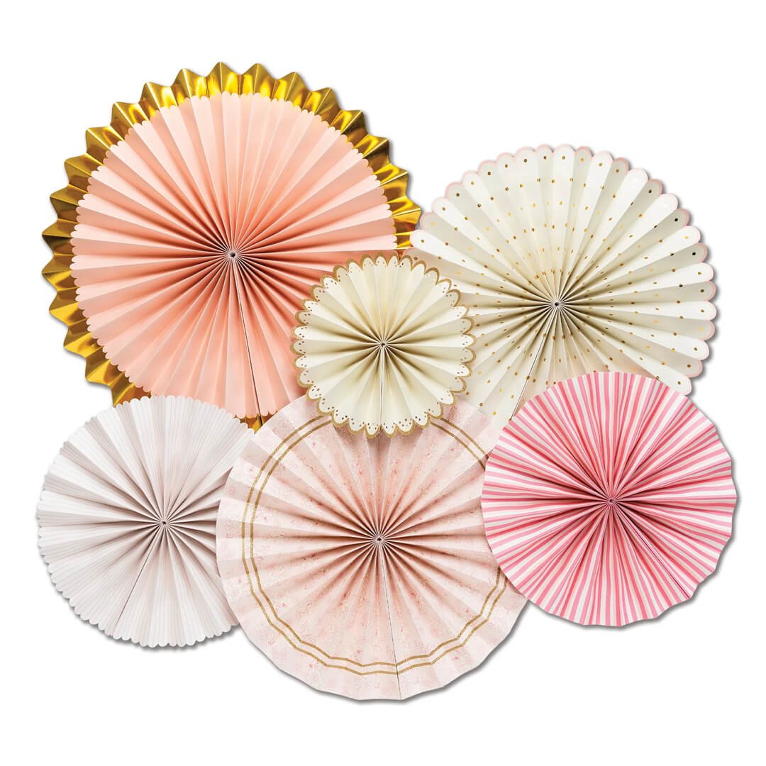 Pink & Gold Decorative Princess Party Fans - bubblegum market
