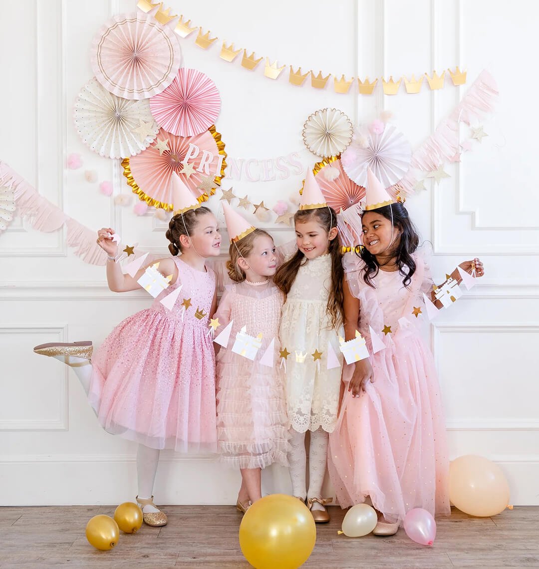Pink & Gold Decorative Princess Party Fans - bubblegum market