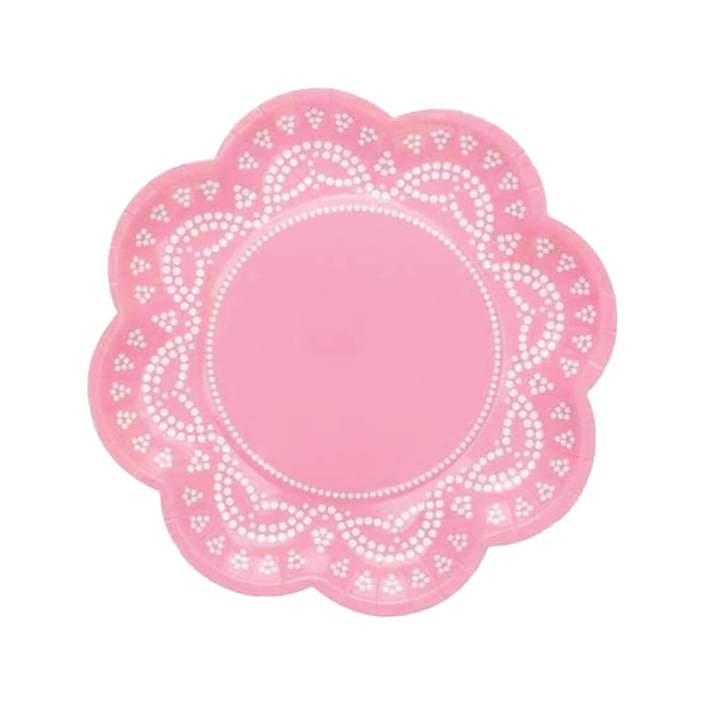 Pink Lovely Lace Paper Plates 7.75" - bubblegum market