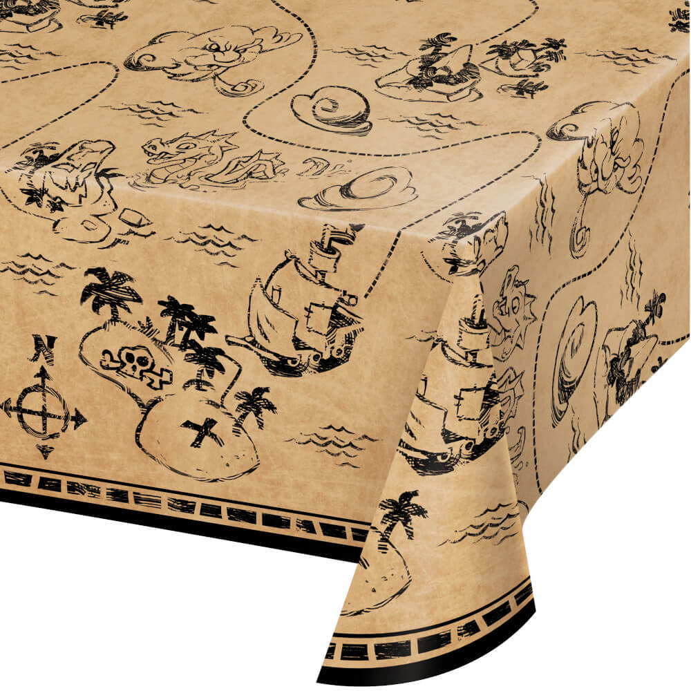 Pirate Party Treasure Map Plastic Table Cover - bubblegum market
