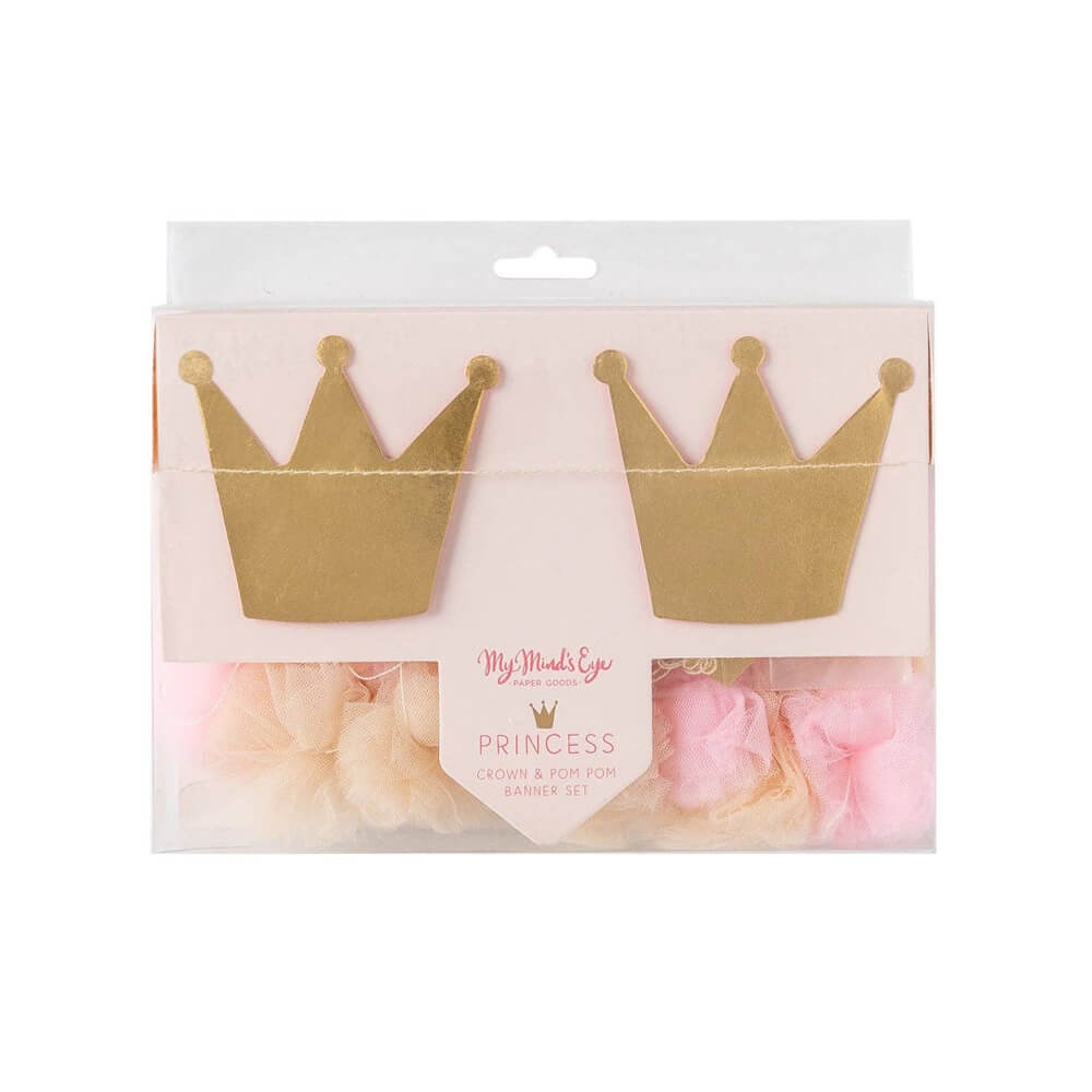 Princess Crowns & Pom Pom Tulle Banner Set - bubblegum market