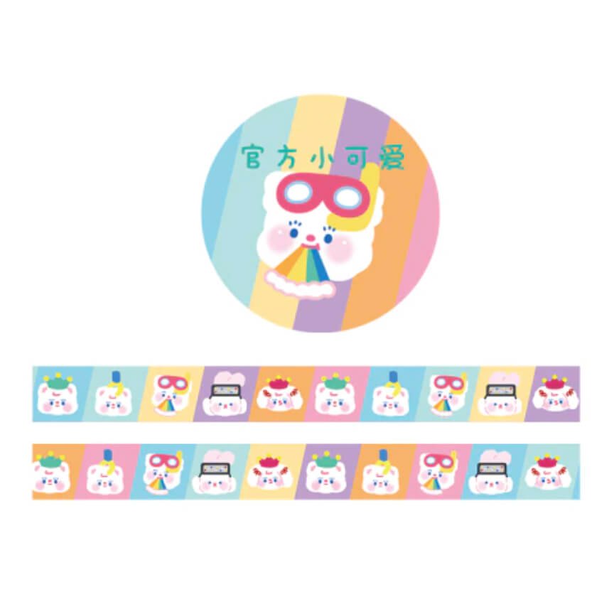 Rainbow Bears & Bunnies Plastic Washi Tape - bubblegum market