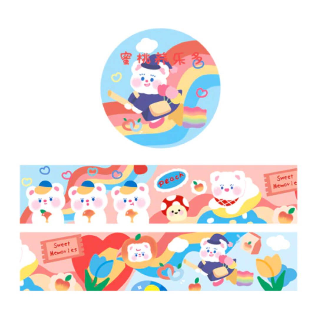Rainbow Bears Rainbow Skies Plastic Washi Tape - bubblegum market