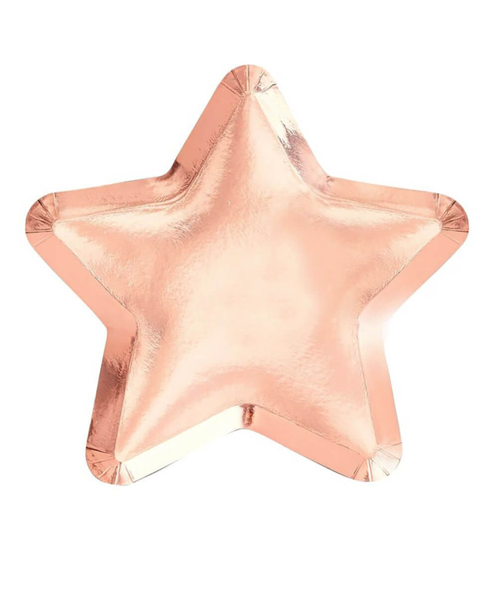 Rose Gold Foil Star - Shaped Paper Plates 9" - bubblegum market