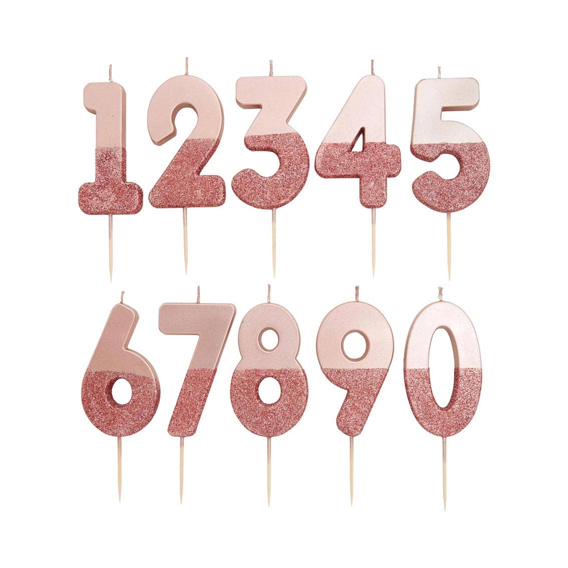 Rose Gold Glitter Number Candle - bubblegum market